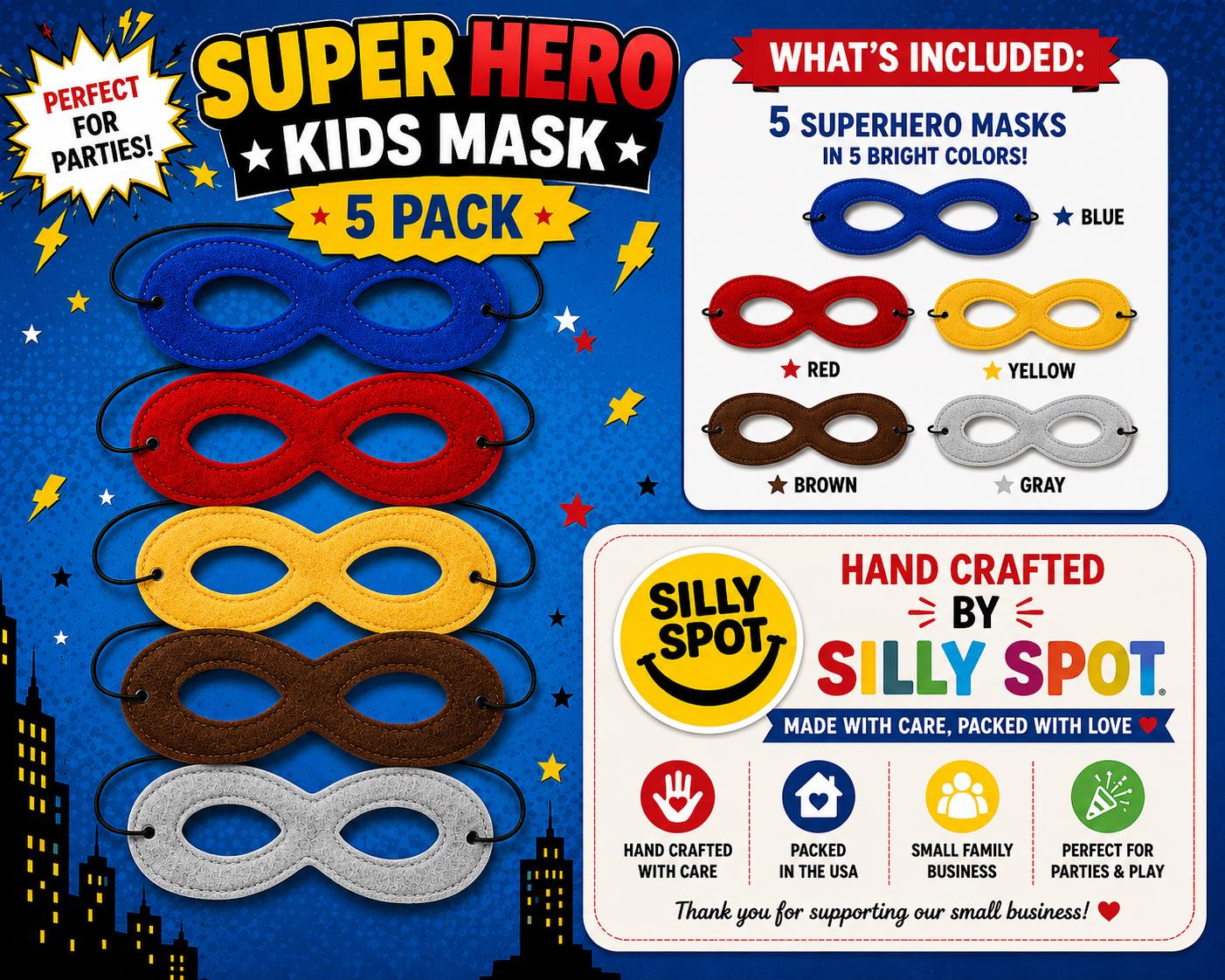 Superhero Kids Mask Set of 5