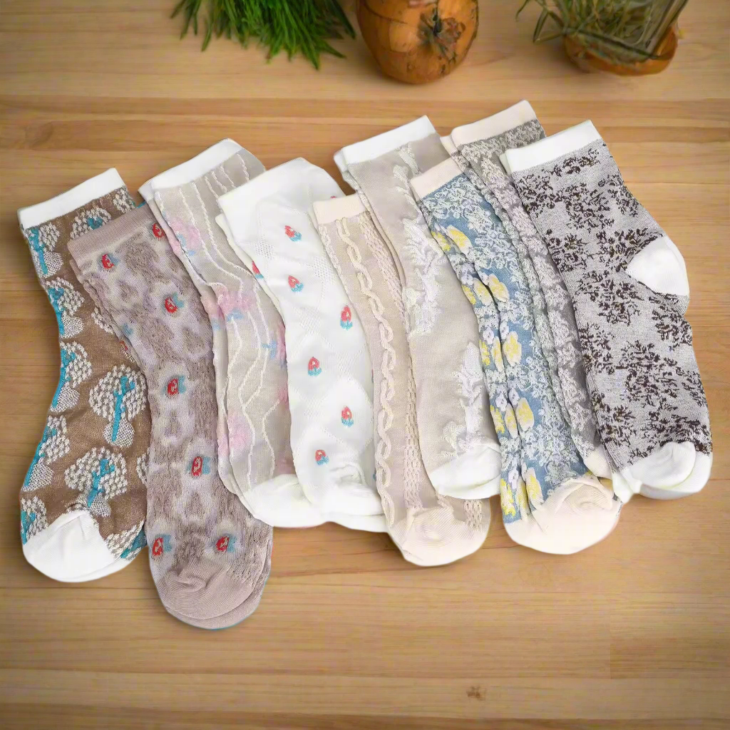Vintage Floral Socks 9 Pack
