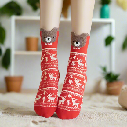 4 Pair Christmas Animal Socks