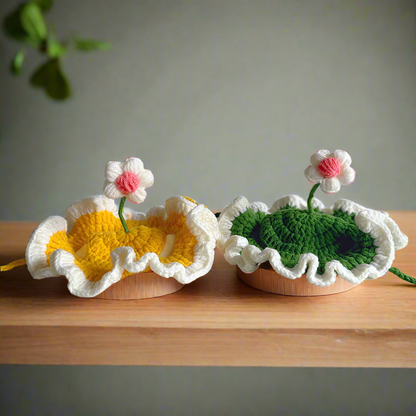 Knitted Flower Cat Hat