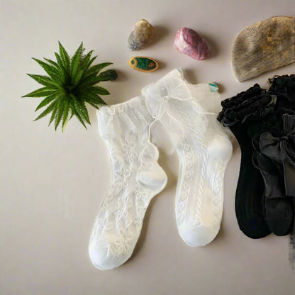 3 Pack Lace Bow Socks