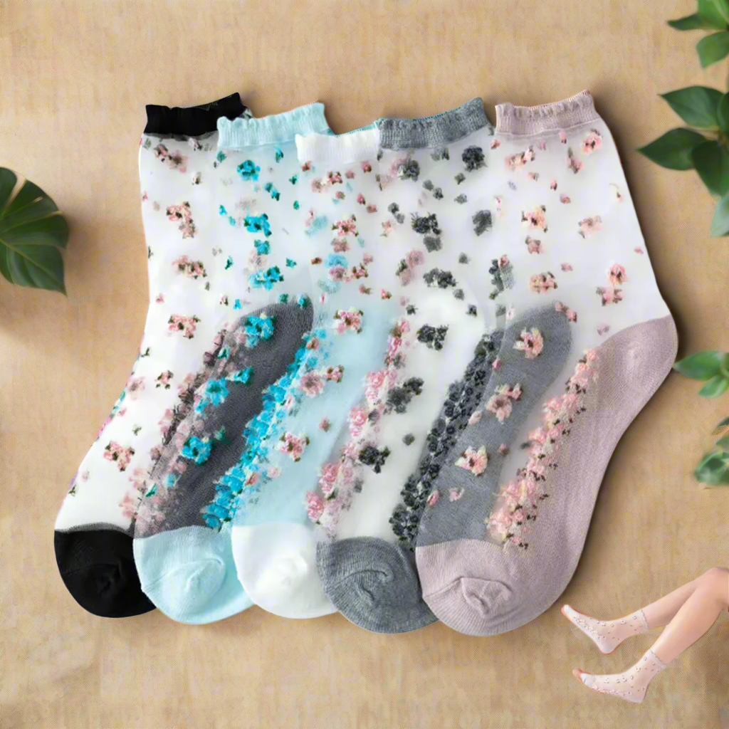 Transparent Flower Socks
