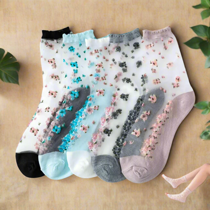 Transparent Flower Socks