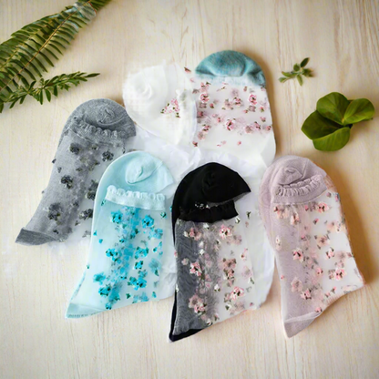 Transparent Flower Socks